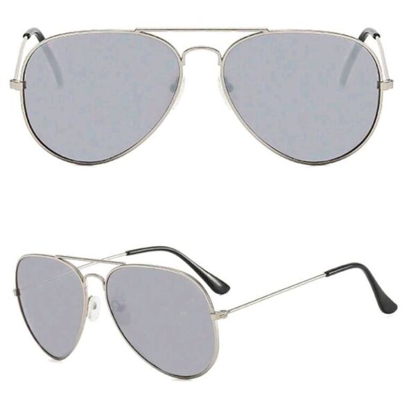 Gray Mirrored Aviator Sunglasses - Picture 2 of 4